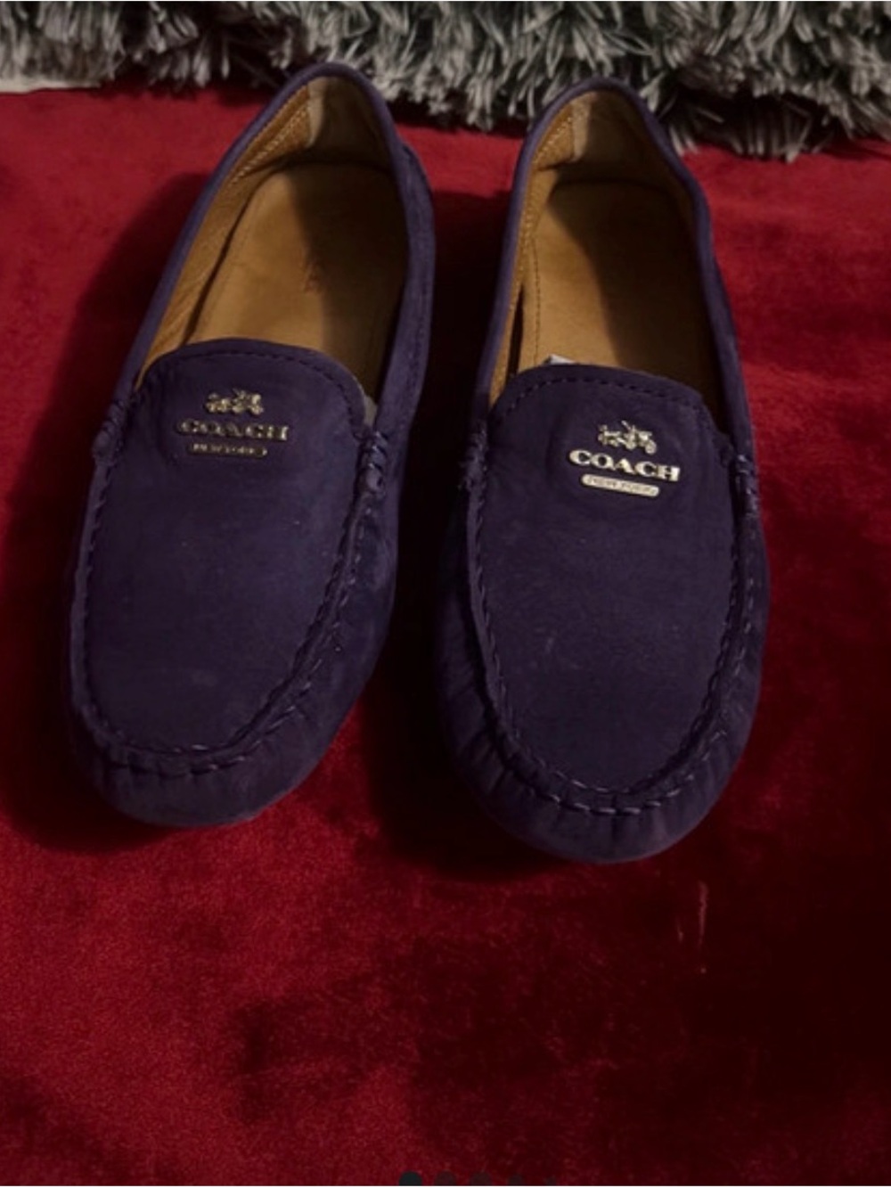 Coach Deep Purple Suede Slip-On Loafers